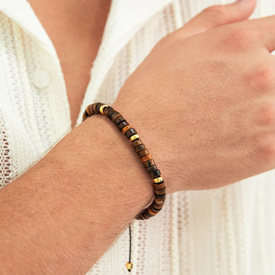 Alexander Lynggaard Armband Tigerauge Heishi geflochten 6mm