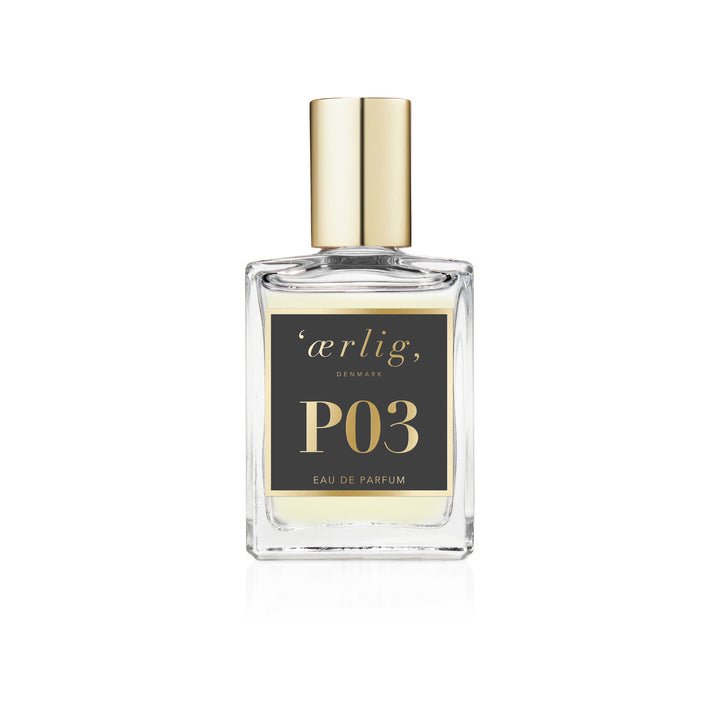 ærlig Eau de Parfum P03 15 ml, klare quadratische Flasche mit goldenem Deckel, Modell P03-15ml-p3-t-1