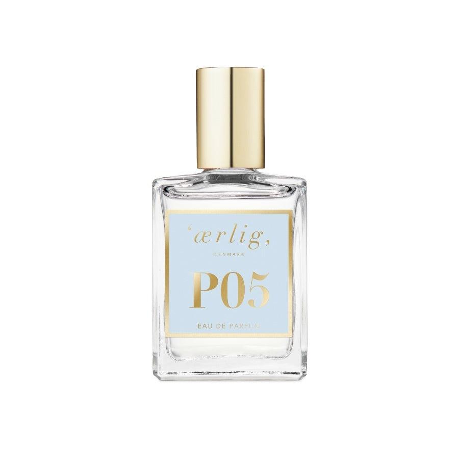 ærlig, P05 Eau de Parfum 15 ml in quadratischer, transparenter Flasche mit goldenem Deckel, Modell p05-15ml-p05-t-1