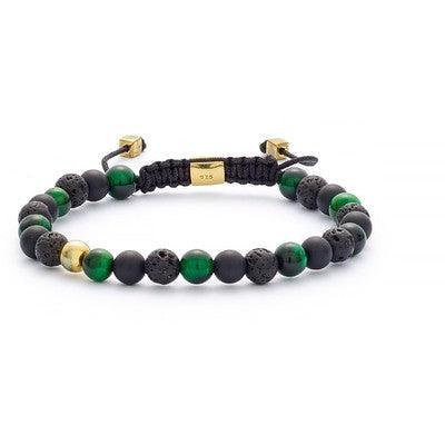 Alexander Lynggaard Armband Tuscany Braided 6 mm in Grün, Schwarz und Gold mit Perlen, Modell B00052-001-1