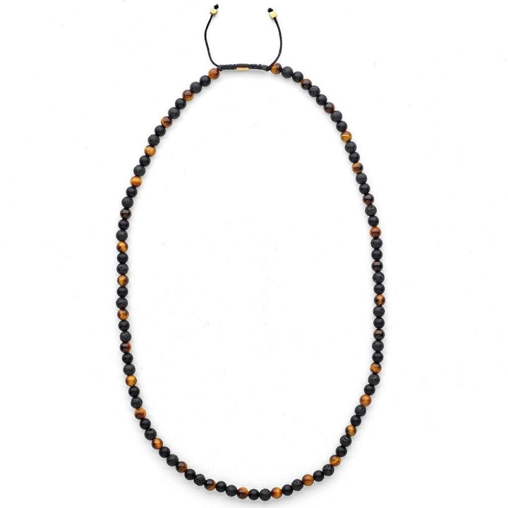 Alexander Lynggaard Halskette Los Angeles 6mm mit schwarzen und braunen Perlen auf weißem Hintergrund. Modell d29001-1.