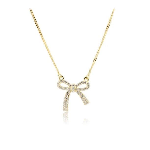 Aqua Dulce Elegant Bow Halskæde Forgyldt - Halskæde - 5817