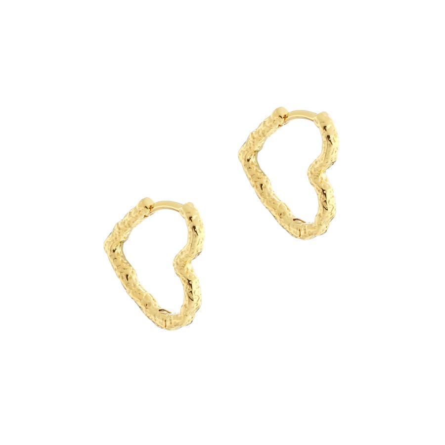 Aqua Dulce Love Me Heart Hoop vergoldete ungleichmäßige herzförmige Ohrringe in Gold, Modell 5934-5934-1