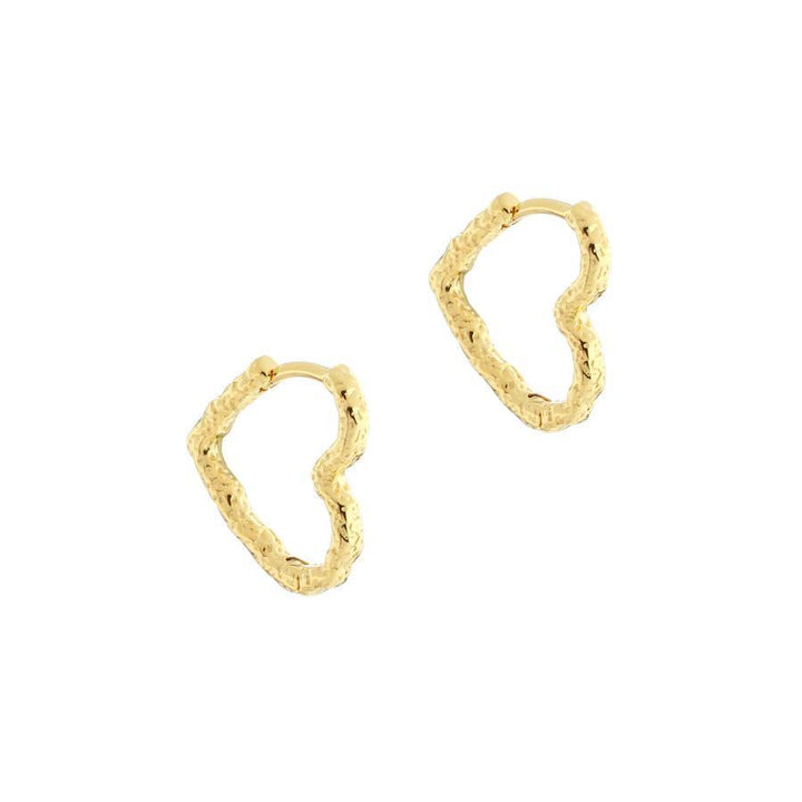 Aqua Dulce Love Me Heart Hoop vergoldete ungleichmäßige herzförmige Ohrringe in Gold, Modell 5934-5934-1