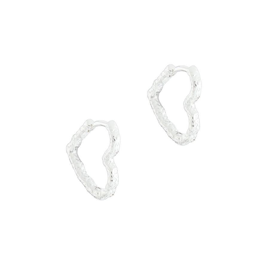 Aqua Dulce Love Me Heart Hoop silberne Creolen in glänzender, strukturierter Oberfläche, Modell 5933-5933-1