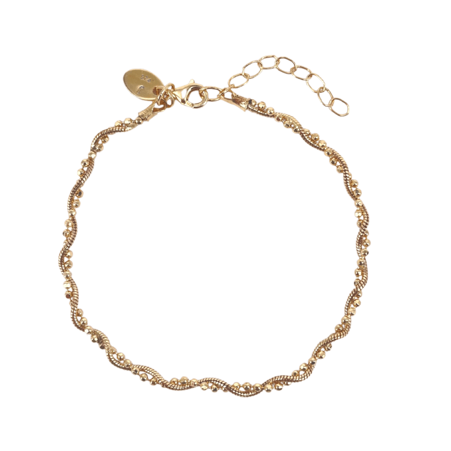 Aqua Dulce Mariana Armband vergoldet mit gedrehter Kette und kleinen Perlendetails, Modell 5742-1.