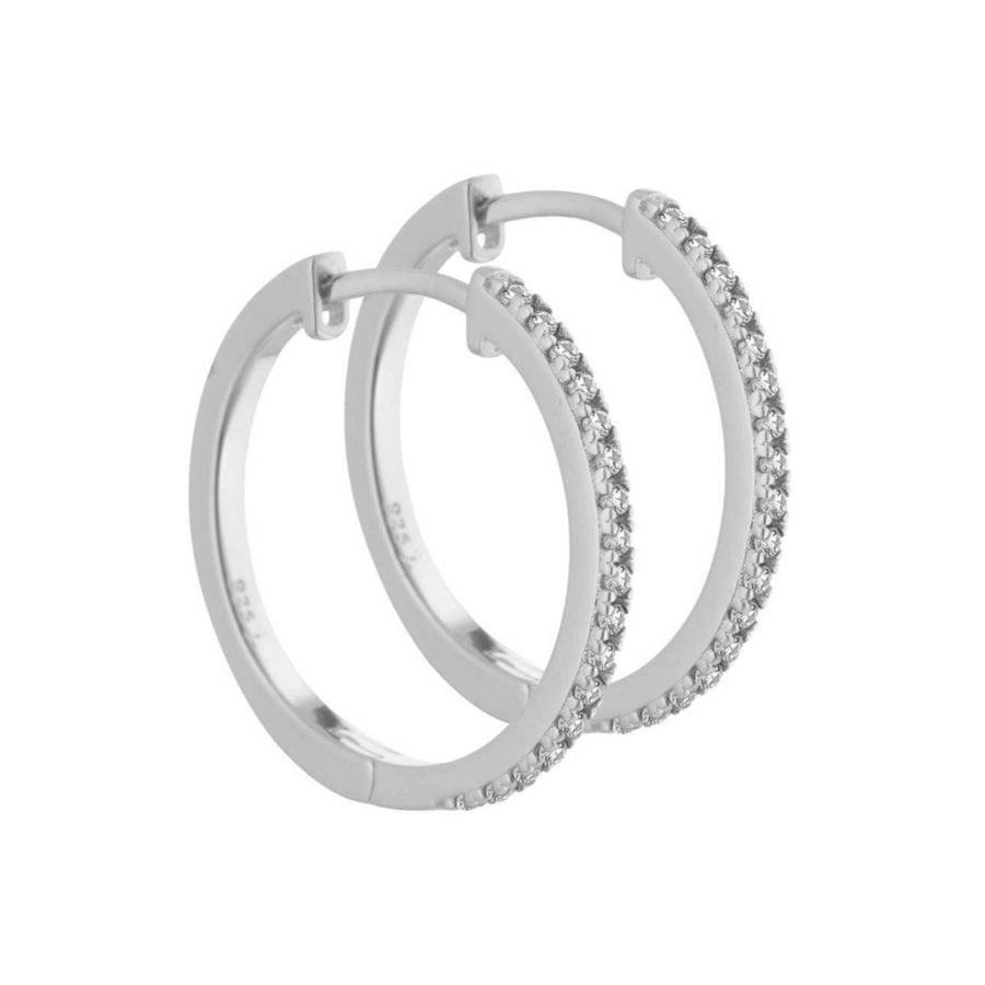 Aqua Dulce Raya Creole 925 Silber, elegante Creolen in Silber mit klaren Steinen, Modell 4547-4547-1.