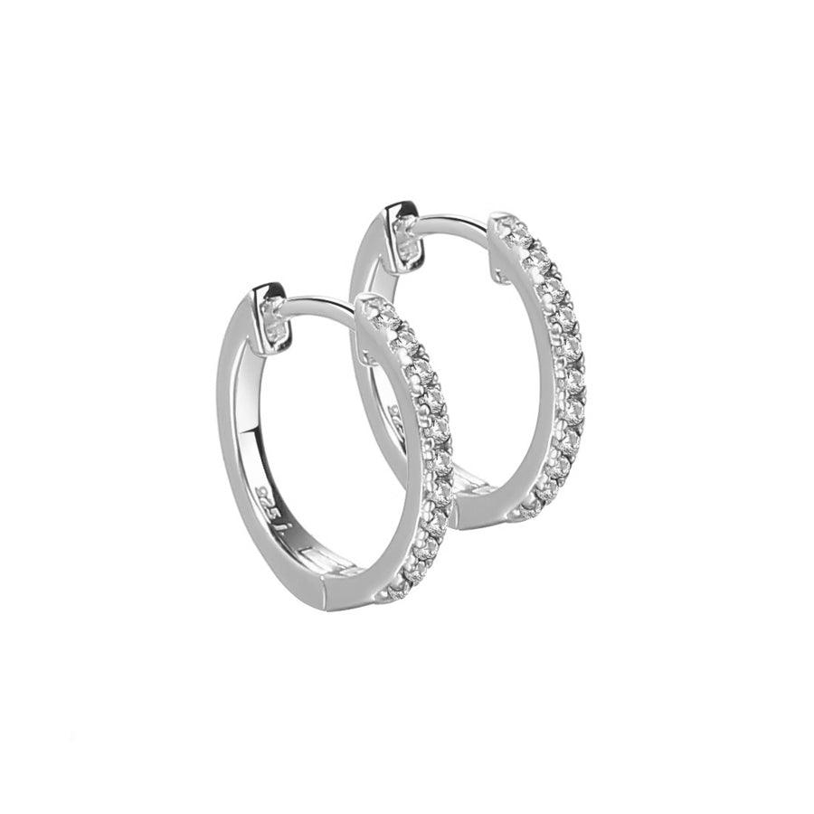 Aqua Dulce Raya Creole Silver, elegante Creolen in Silber mit glänzenden Steinen, Modell 4545-4545-1.