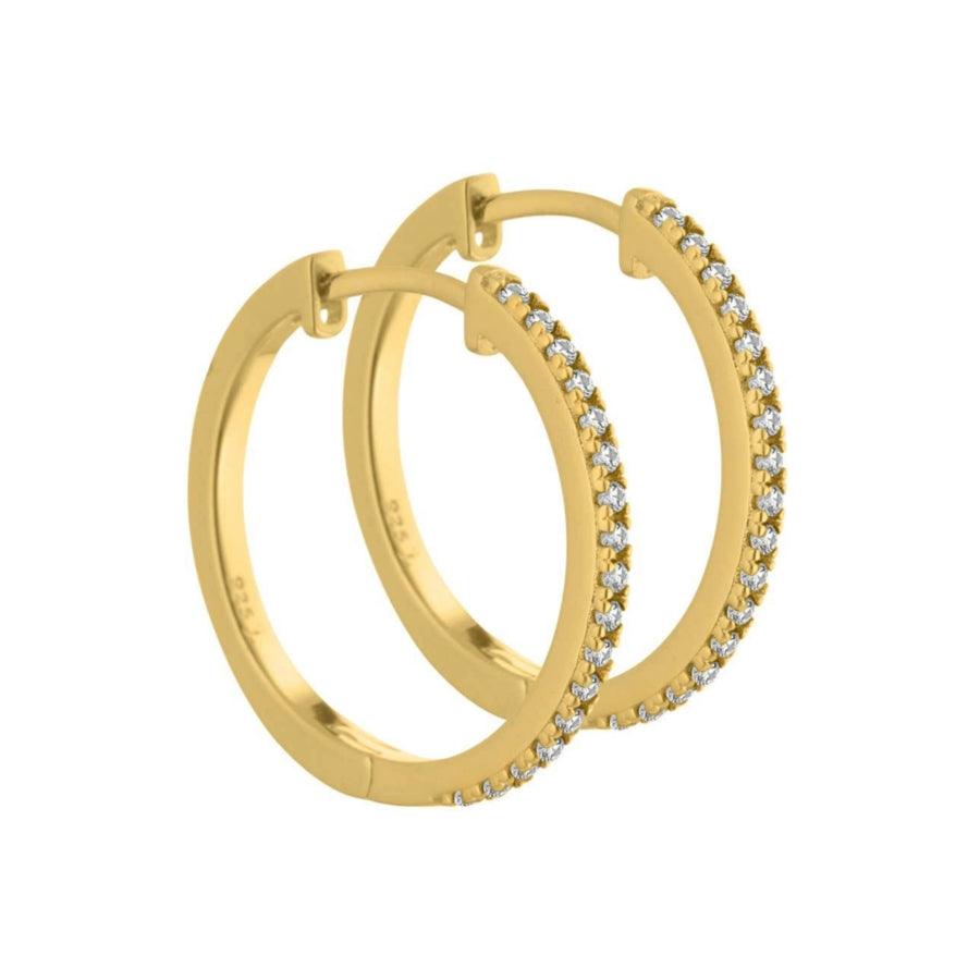 Aqua Dulce Raya Creole Silver Plattiert präsentiert elegante vergoldete Kreolen mit klaren Steinen. Modell 4548-4548-1.