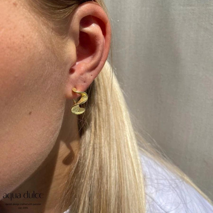 Aqua Dulce Rhumba Medium Hoop Creole in mattgoldfarbener Optik zum Tragen im Ohr, Modell 5320-5320-2.
