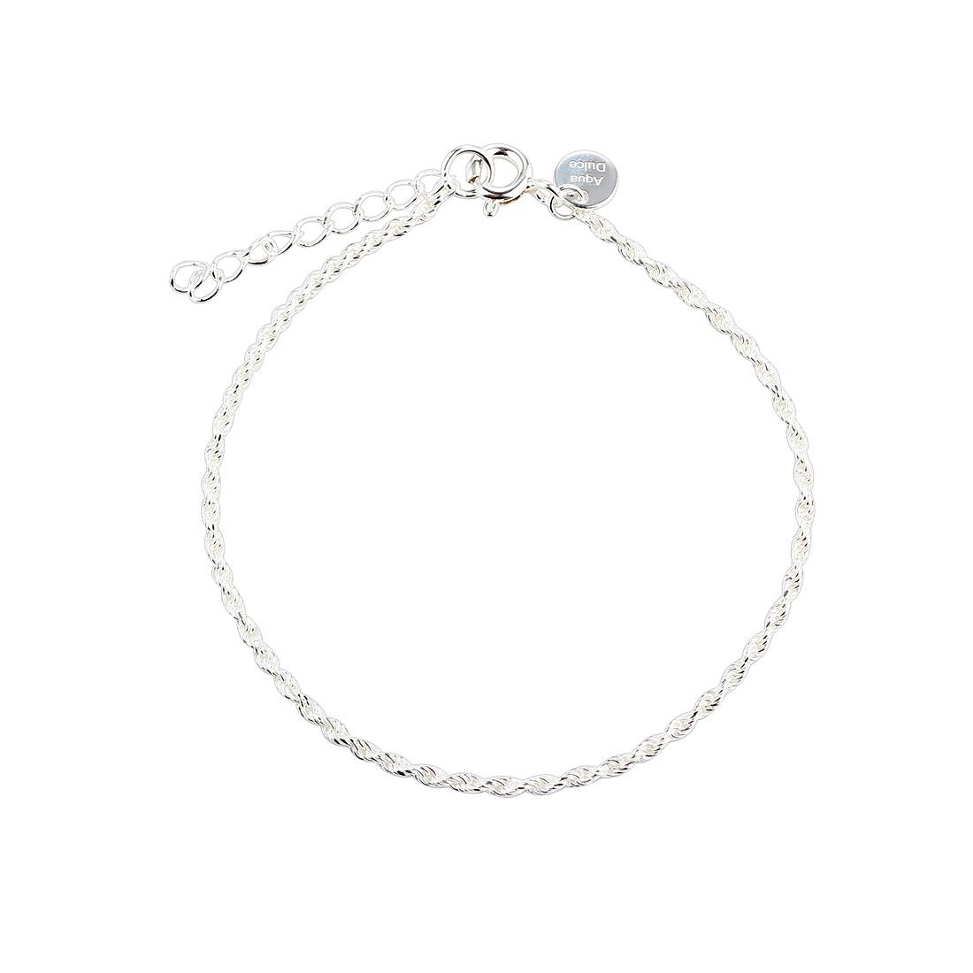 Aqua Dulce Rope Bracelet Silver zeigt ein silbernes geflochtenes Armband mit verstellbarer Kette. Modell 6015-6015-1