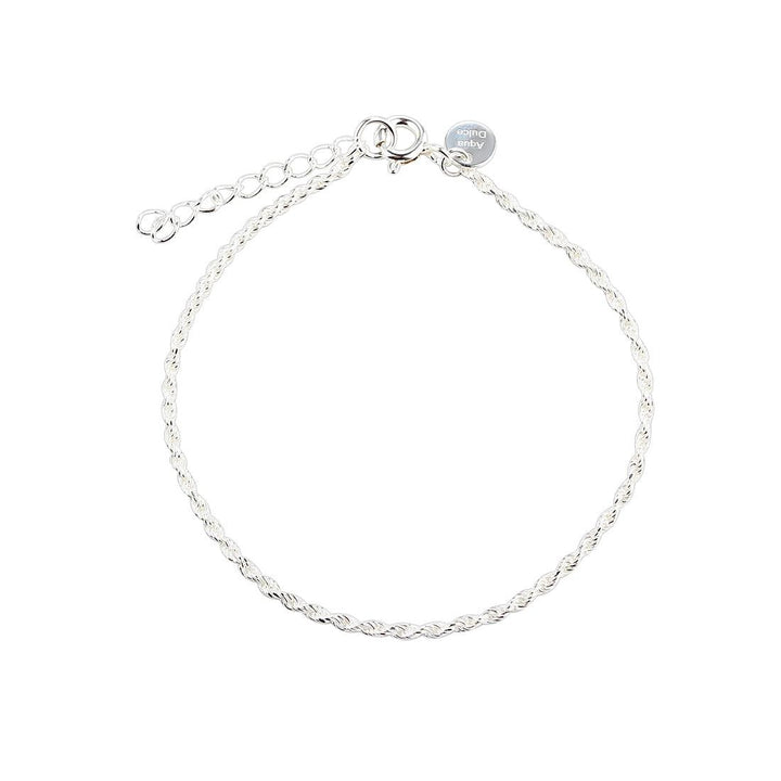 Aqua Dulce Rope Bracelet Silver zeigt ein silbernes geflochtenes Armband mit verstellbarer Kette. Modell 6015-6015-1