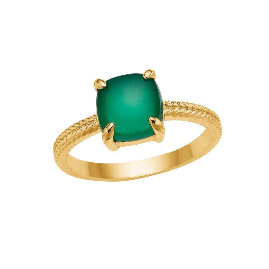 Carré Ring Med Grøn Agat - Ringe - FR4413GR-001