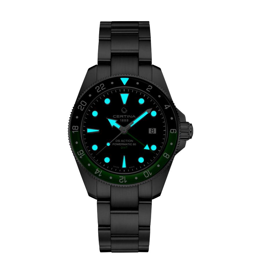 Certina DS Action GMT Powermatic 80 - Sort Urskive - Herreur - C0329291105100