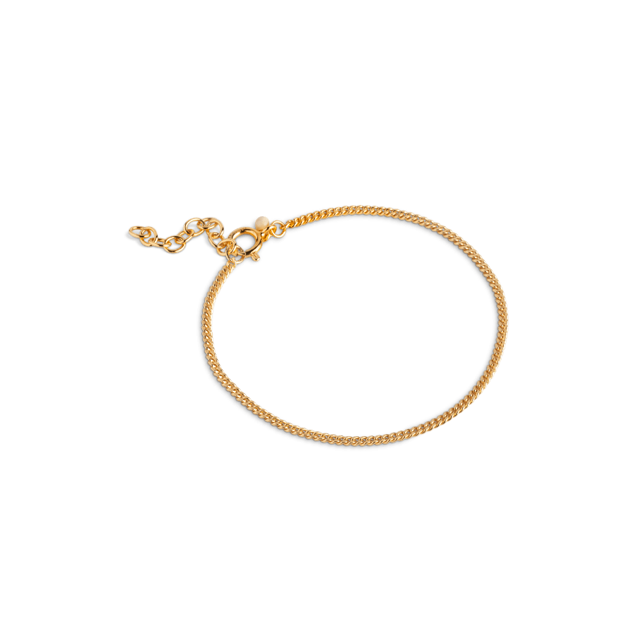 enamel Panzerkettenarmband aus vergoldetem Silber im schlichten Stil, geschlossen mit Karabinerverschluss. Modell b123g-b123g-1