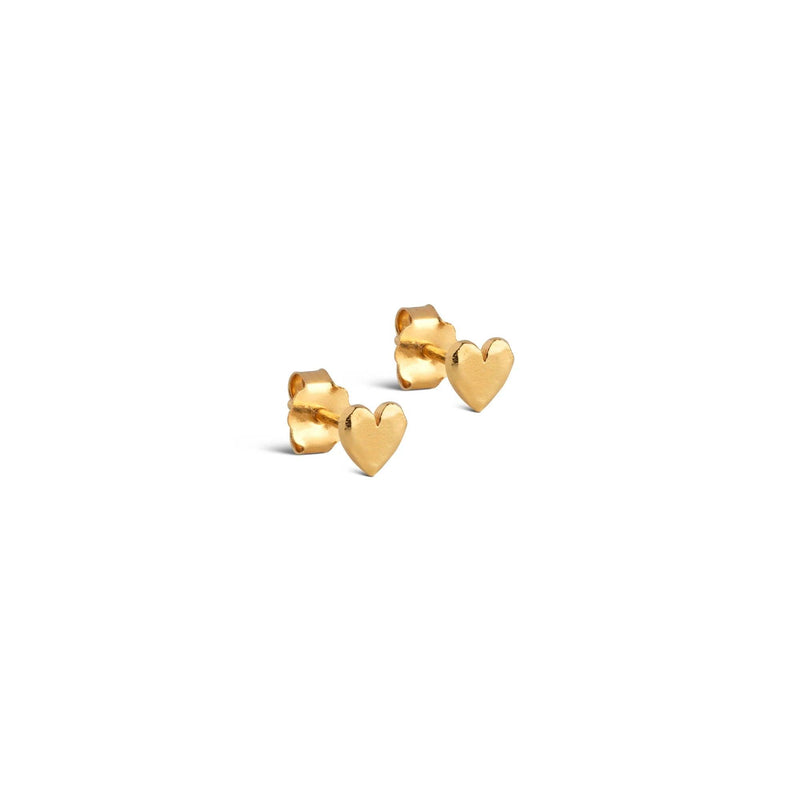 Enamel Heart Studs Forgyldt - Hjerte Ørestikker - E373GM - Øreringe - E373GM