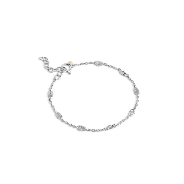 Enamel Kia-Armband aus Sterlingsilber, feine Kette mit ovalen Details, abgebildet auf schlichtem Hintergrund. Modell B124SM-B124SM-1