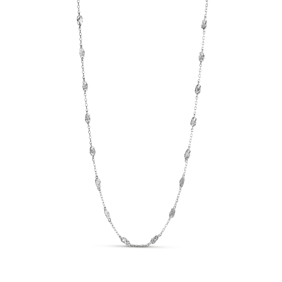 Enamel Kia Halskette Silber, elegante Halskette mit feinen organisch geformten Gliedern in glänzender Silberfarbe. Modell N116SM-N116SM-1.