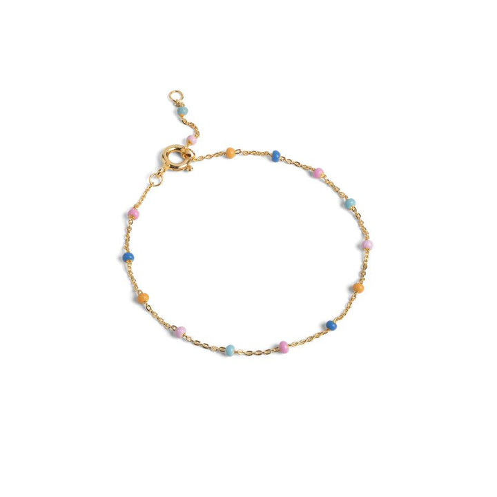 Enamel Lola-Armband B66G Lolly, zartes Goldarmband mit kleinen bunten Perlen, Modell B66G Lolly-1