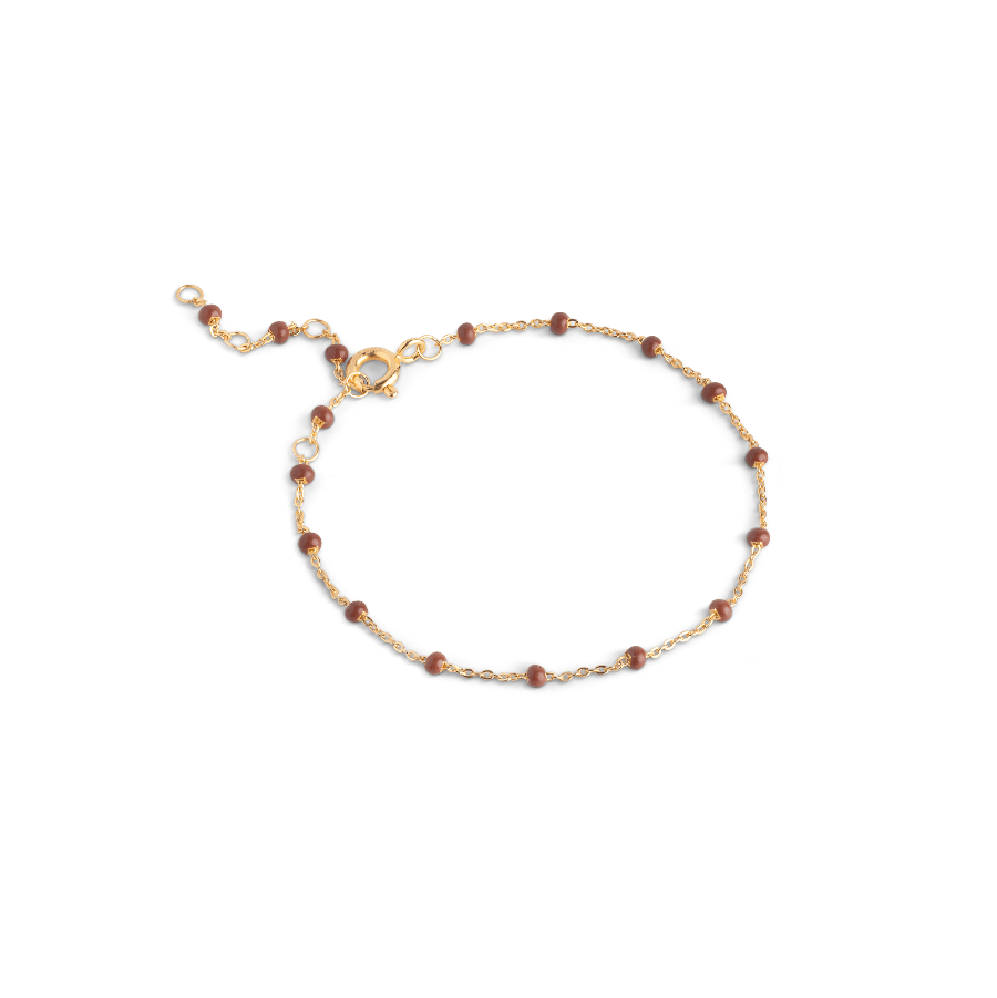 Enamel Lola-Armband aus Kupfer mit kleinen kupferfarbenen Perlen an einer dünnen Goldkette. Modell b66g-kupfer-b66g-kupfer-1