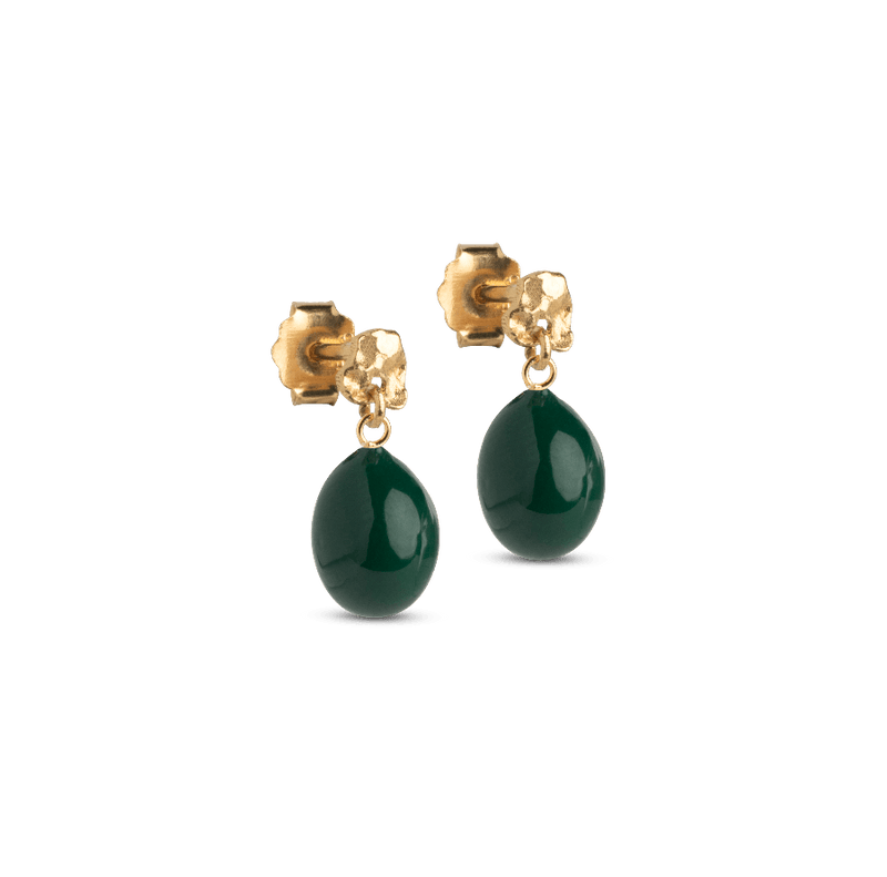 Enamel Poe Studs forgyldt - E385GM-PetrolGreen - Øreringe - E385GM-PetrolGreen
