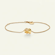 Flora Danica Vierblättriges Kleeblatt-Armband mit Pavé-Vergoldung