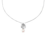 Flora Danica Vierblättriges Kleeblatt-Halskette mit Perle in Silber