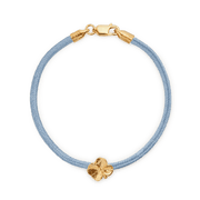 Flora Danica Vierblättriges Kleeblatt-Seidenarmband blau – vergoldet