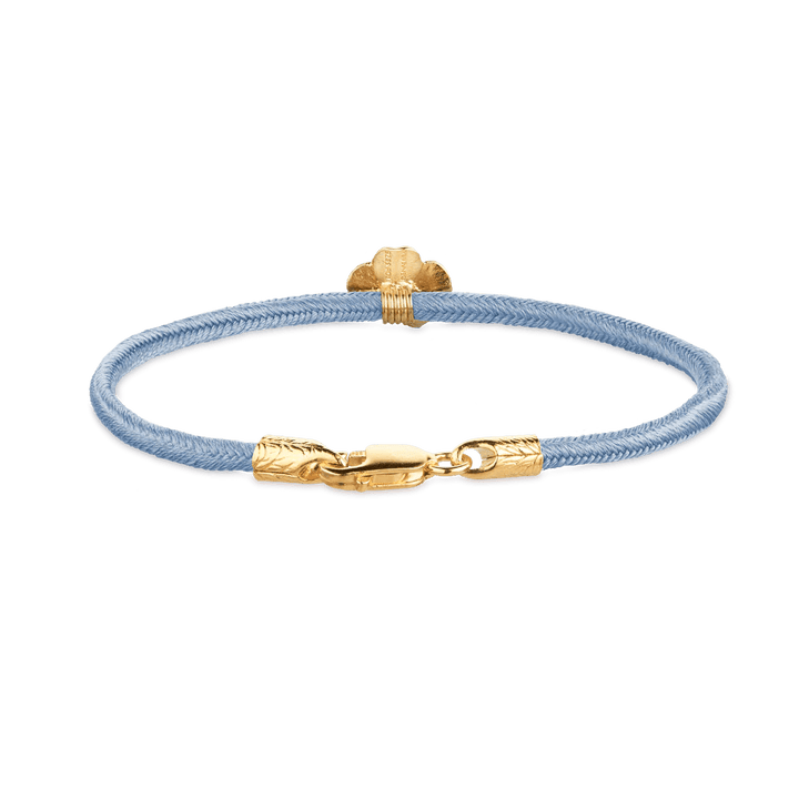 Flora Danica Firklover Silke Armbånd Blå Forgyldt, blå silkesnor og forgyldte detaljer, Model 907-flc-silk-blue-g-001-2.