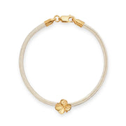 Flora Danica Vierblättriges Kleeblatt-Seidenarmband Champagner – vergoldet