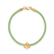 Flora Danica Vierblättriges Kleeblatt-Seidenarmband Hellgrün – vergoldet