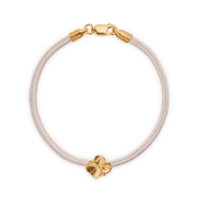 Flora Danica Vierblättriges Kleeblatt-Seidenarmband rosa – vergoldet