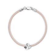 Flora Danica Vierblättriges Kleeblatt-Seidenarmband Rosa - Silber