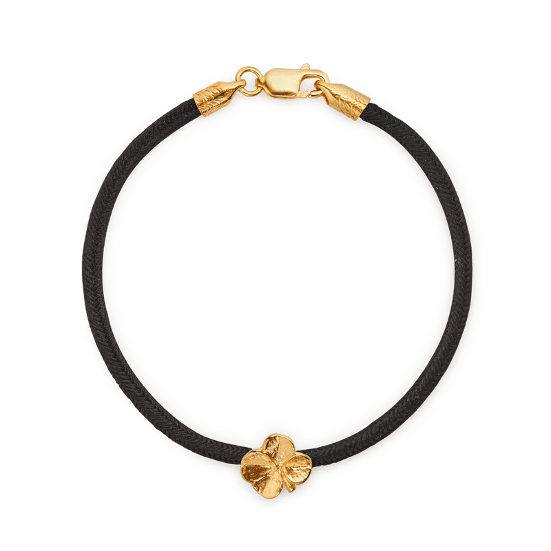 Flora Danica Firkløver Silke Armbånd Sort - Forgyldt - Armbånd - 907.FLC-SILK-BLACK-G-001