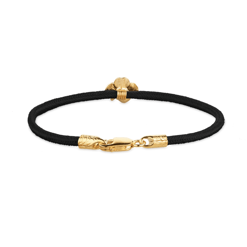 Flora Danica Firkløver Silke Armbånd Sort - Forgyldt - Armbånd - 907.FLC-SILK-BLACK-G-001