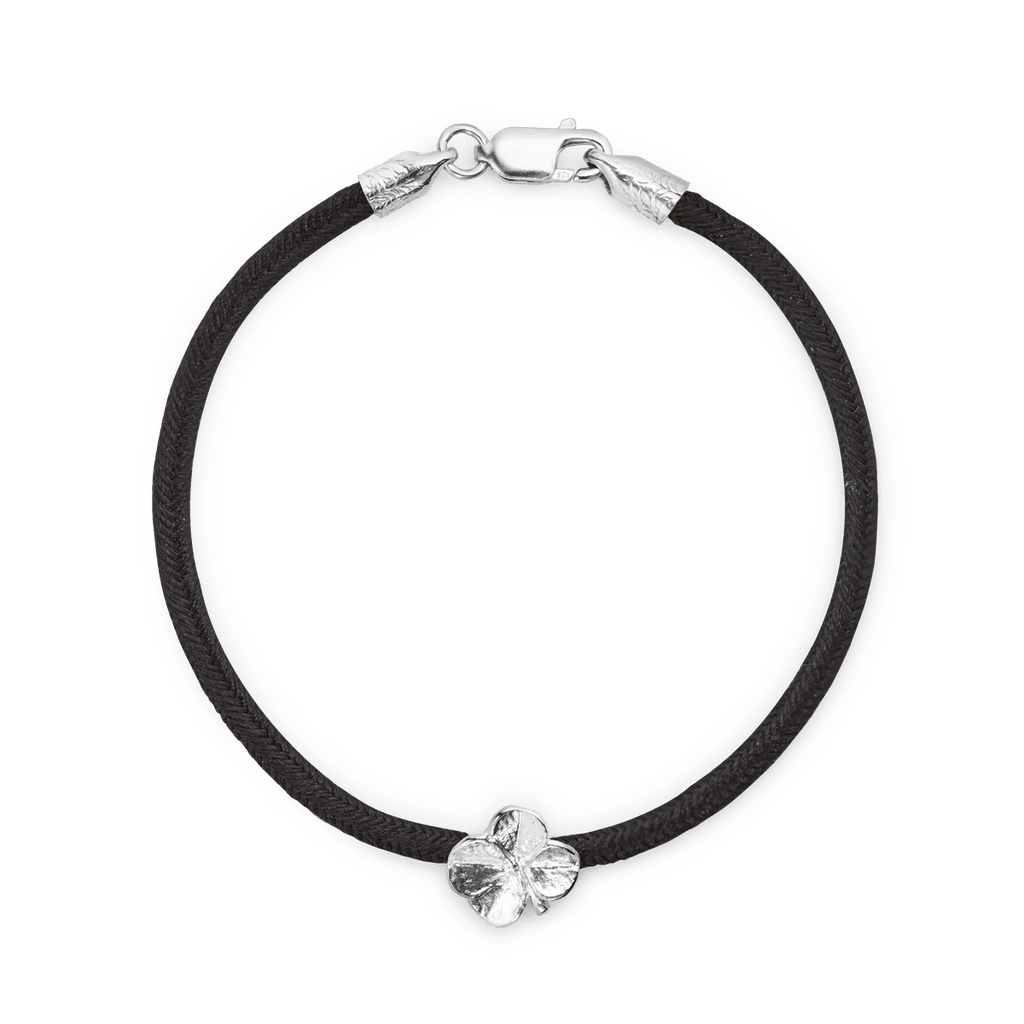 Flora Danica Firkløver Silke Armbånd Sort - Sølv - Armbånd - 907.FLC-SILK-BLACK-S-001