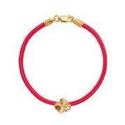 Flora Danica Vierblättriges Kleeblatt-Seidenarmband in Korallenrot