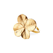 Flora Danica Statement-Ring mit vierblättrigem Kleeblatt – versilbert