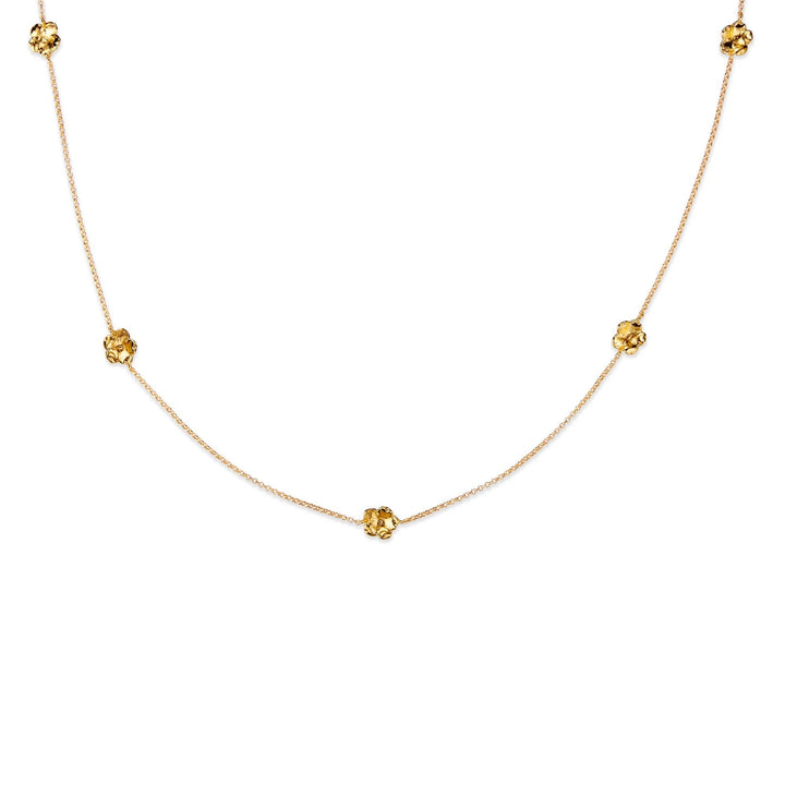 Flora Danica Vergissmeinnicht-Halskette Silber vergoldet mit kleinen vergoldeten Blumendetails, Modell 907-FMN-NE-G-1.