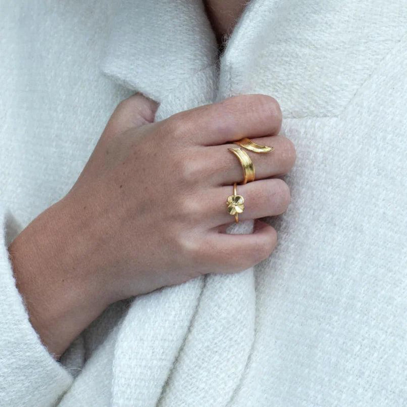 Flora Danica Græs Statement Ring - Sølv Forgyldt - Ringe - 907.GR-STRI-G-001