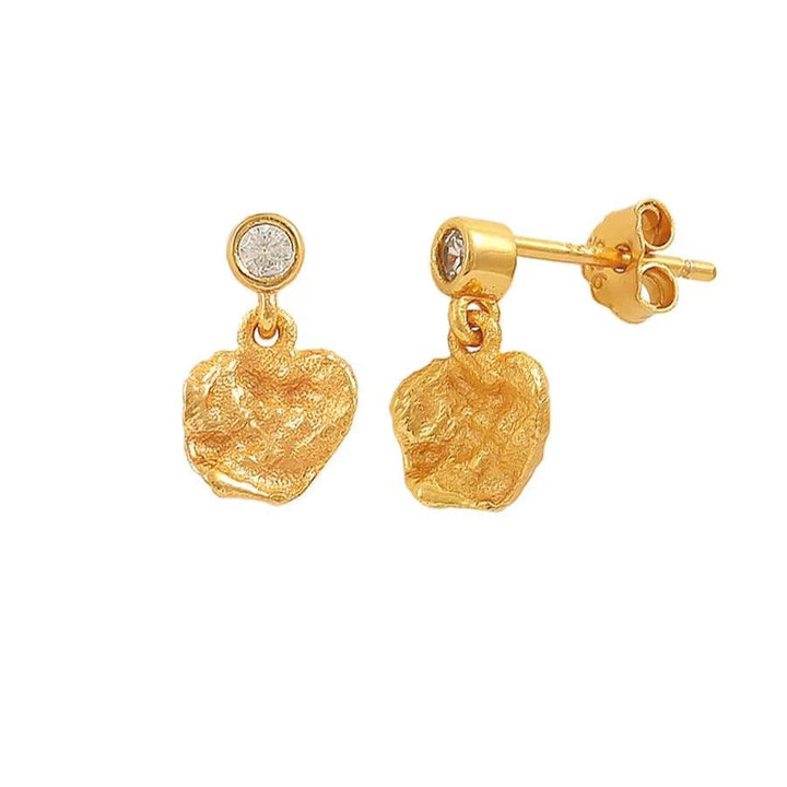 Hultquist Copenhagen Lainey Petite strukturierte, mit klarem Stein vergoldete Ohrringe, Modell S08610G