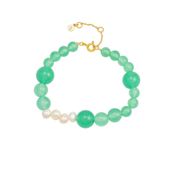 Hultquist Copenhagen Mia Green Pearl Armband mit grünen Perlen und weißen Süßwasserperlen, Modell S08535G-2