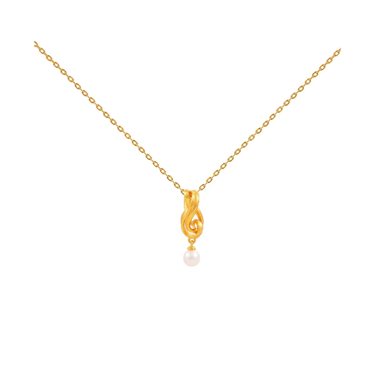 Hultquist Tiril Halskette vergoldet mit elegantem gedrehtem Anhänger und Süßwasserperle, Modell S08646G-1