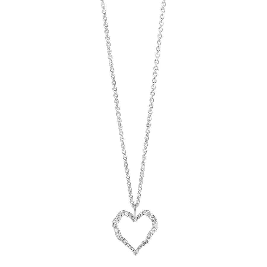 Jeberg Jewellery Heart Me Halskette aus Silber mit offenem Herzanhänger an einer einfachen Kette. Modell 42502-1