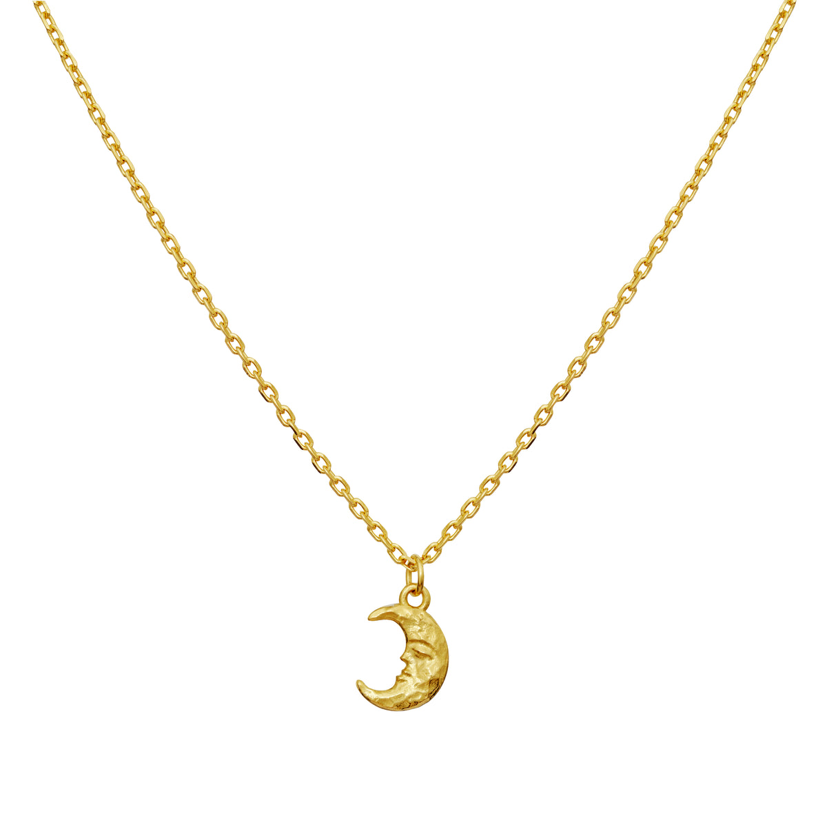 Die vergoldete Maanesten Aila-Halskette zeigt eine elegante goldfarbene Kette mit Mondanhänger, Modell 2805a-1.