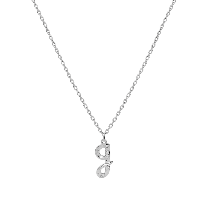 Maanesten alphabet letter halskæde sølv bogstavsvedhæng a-z viser et elegant sølvvedhæng i form af bogstavet g på fin kæde. Model 2744c-007-9