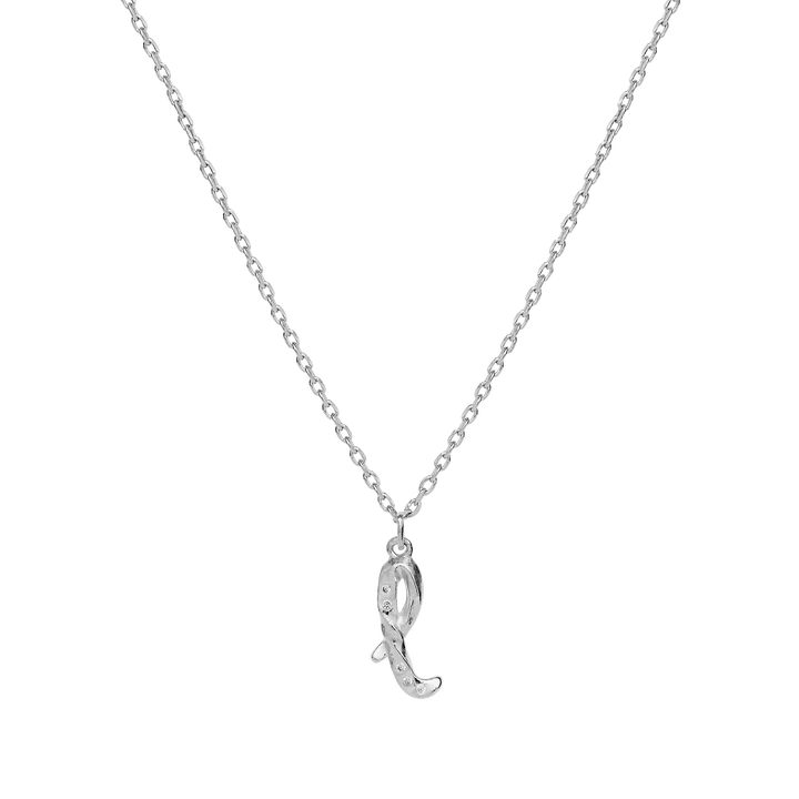 maanesten-alphabet-letter-halskaede-solv-bogstavs-vedhaeng-a-z med sølvkæde og bogstavvedhæng i blankt sølv. Model 2744c-012-14