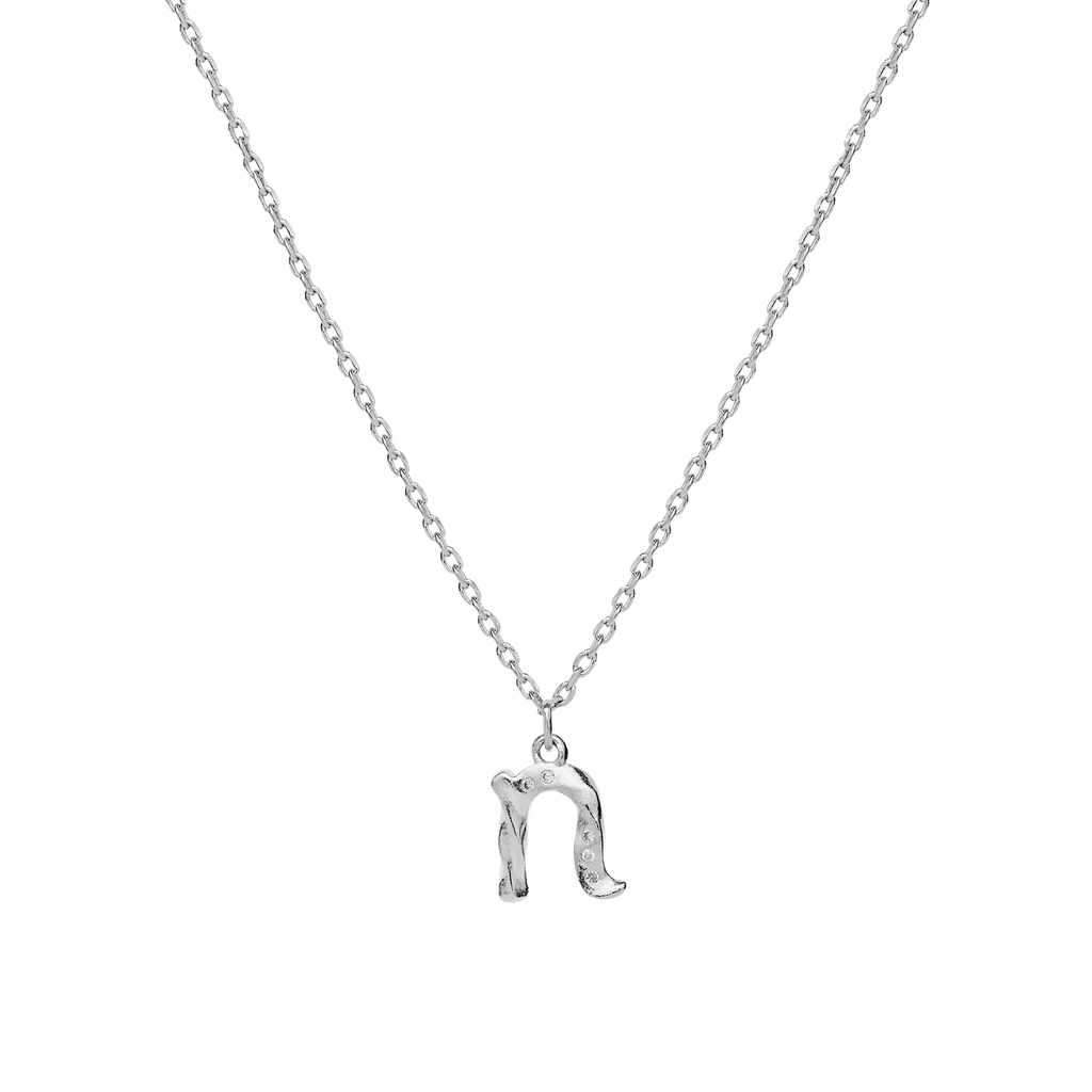 Maanesten Alphabet Letter Halskæde Sølv - Bogstavs Vedhæng A-Z - Halskæde - 2744C-014