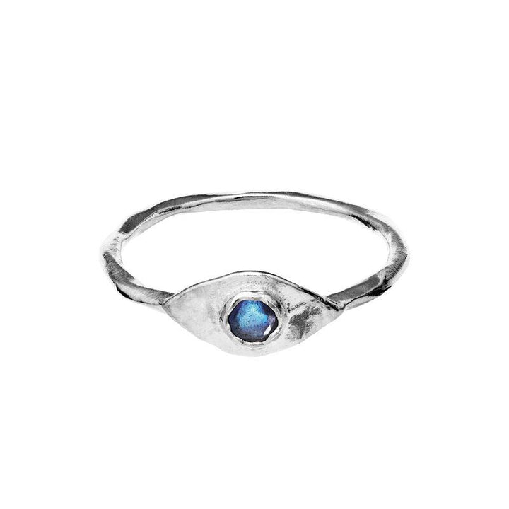 Maanesten Argos Ring aus Silber mit blauen Steinen, organische Oberfläche, Modell 4809c-4809c-002-2