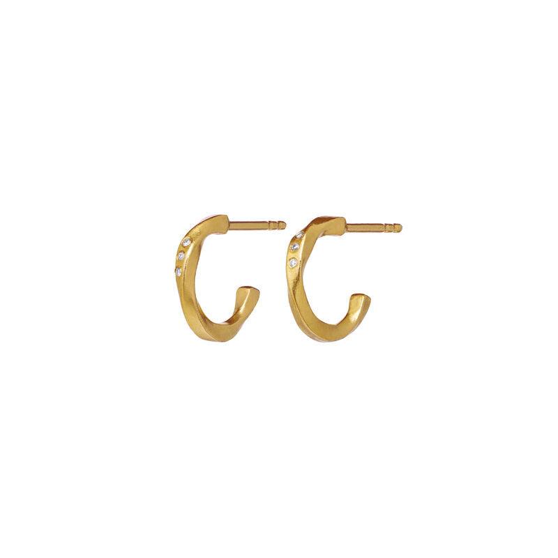 Maanesten Echo Petite Hoops 12 mm vergoldete, klassische kleine Ohrringe in Goldoptik mit dezenten klaren Steinen. Modell 9861a-9861a-1.